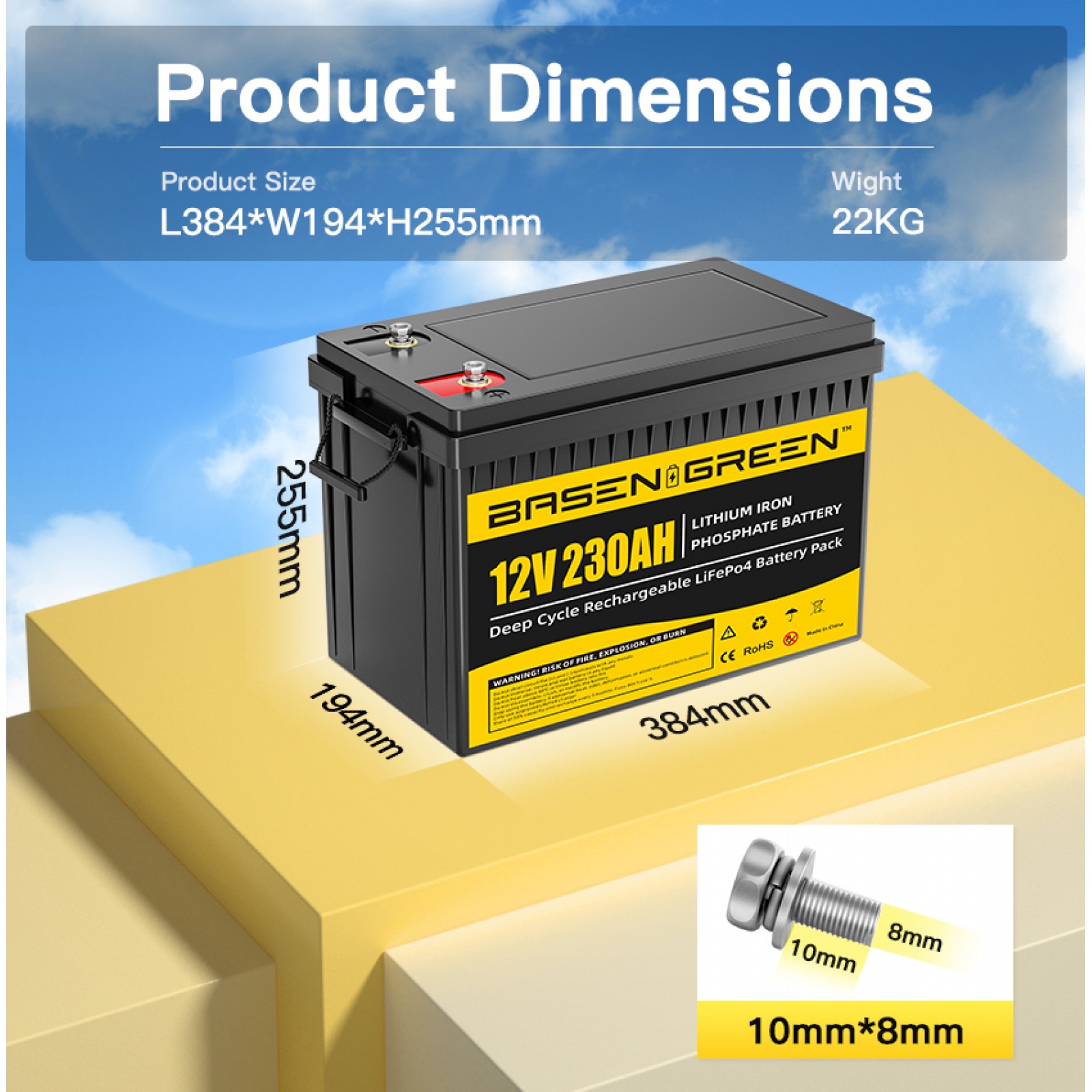 EU STOCK · 12V 230AH with bluetooth Lifepo4 Battery Pack Rechargeable ...