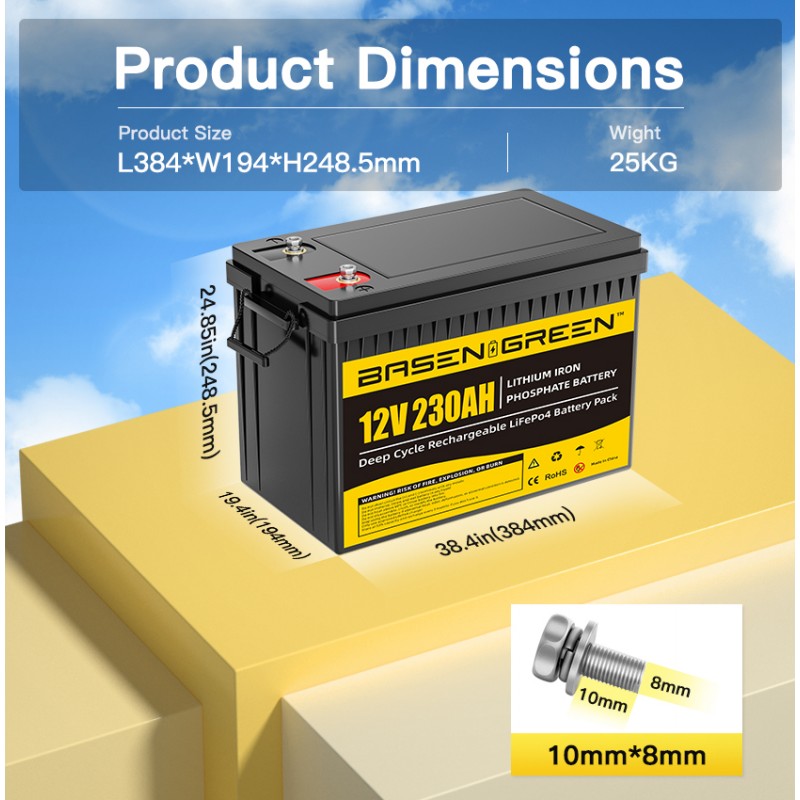 (Pre-Sale)EU STOCK · 12V 230AH with bluetooth Lifepo4 Battery Pack Rechargeable Deep Cycles For Stroage Energy System