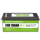 Basengreen 24V 100ah LiFePO4 Battery Pack Rechargeable Lithium Ion Deep 4000 Cycle Times