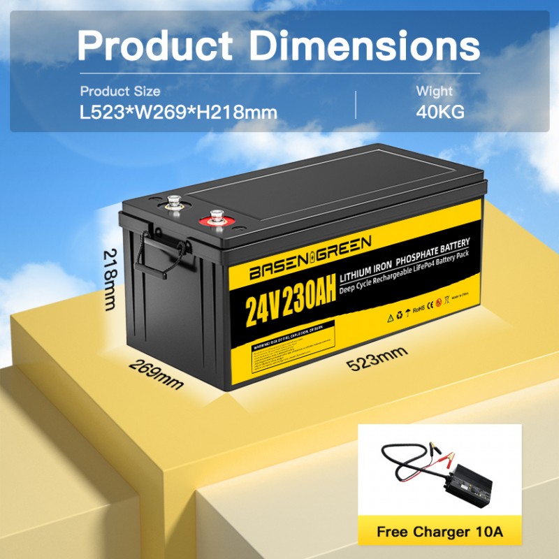 EU STOCK · 24V 230ah Battery LiFePO4 Pack Rechargeable lithium Iron Phosphate Cells 6000 Cycles