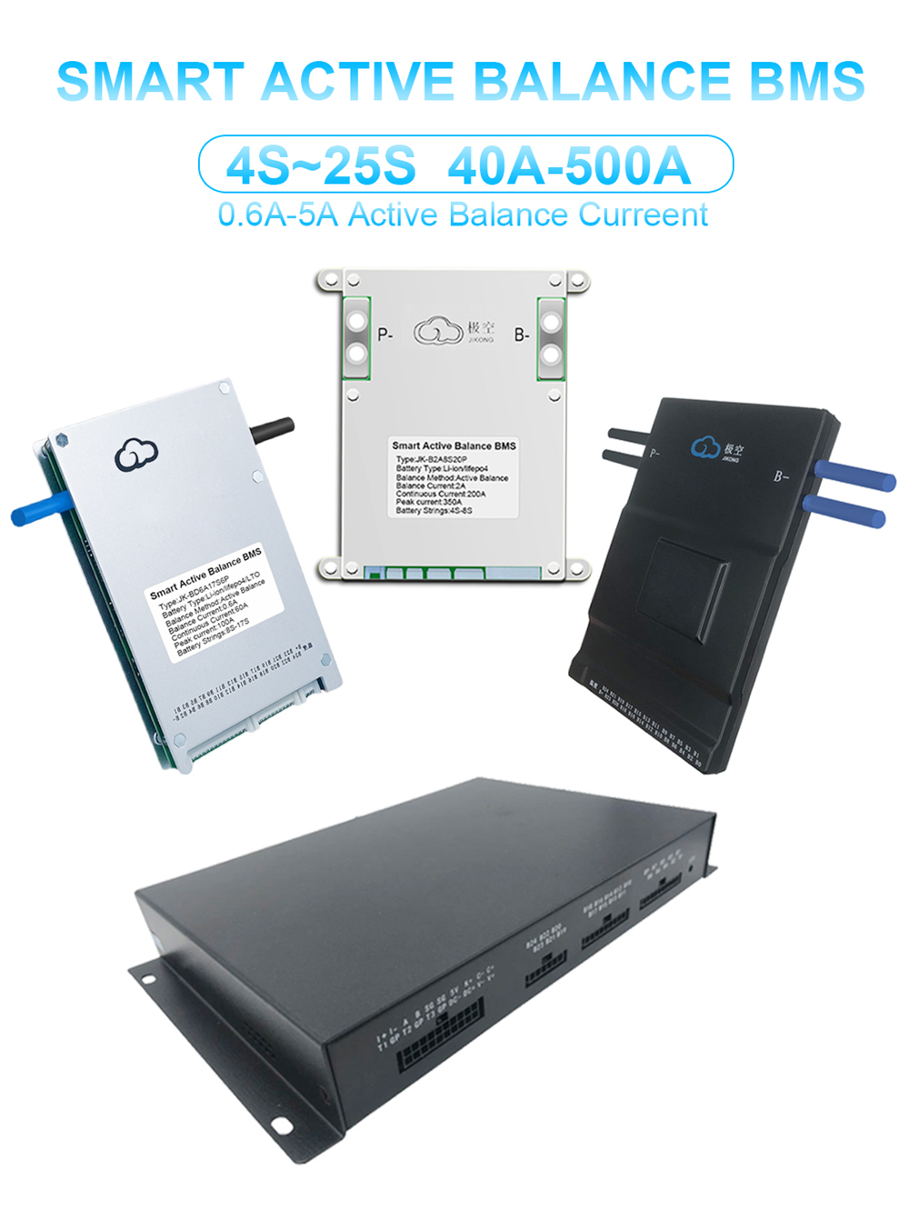 JK 8S-20S Smart 200A BMS 2A Balance Current BMS BT 36V 48V 60V Li-Ion LTO 18650 Battery Lifepo4 Battery Storage Bluetooth Bms